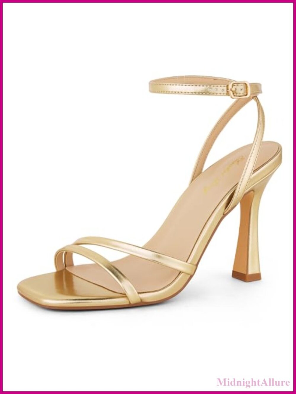 Elisabet Tang Stiletto Sandals Square Toe Ankle Strap Heeled Prom Party